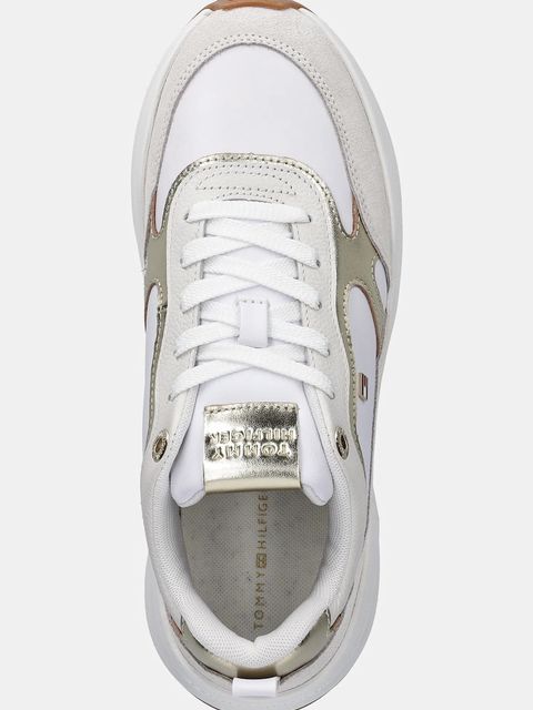 Tommy Hilfiger sneakersy skórzane TH CHUNKY RUNNER METALLIC damskie kolor beżowy FW0FW09204