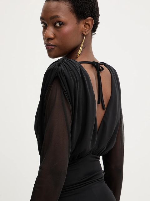 Haveone sukienka kolor czarny maxi dopasowana AMI-P055