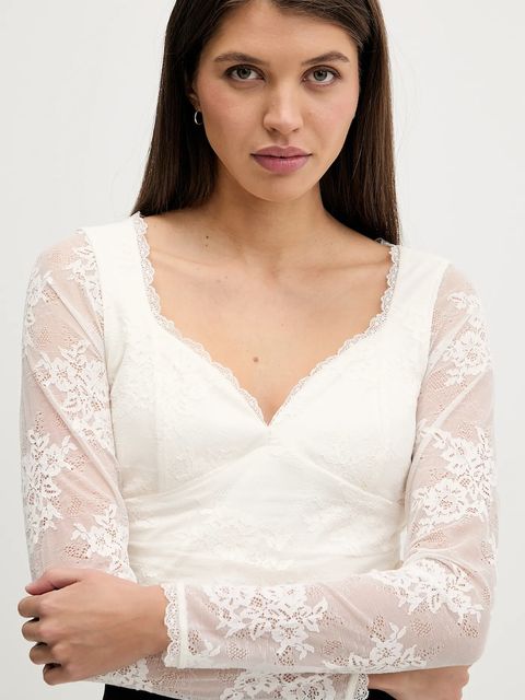 Abercrombie & Fitch bluzka damska kolor beżowy wzorzysta KI139-5872-178