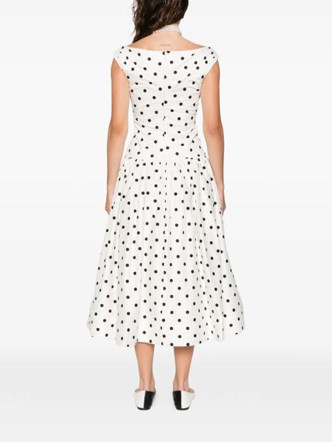 Self-Portrait polka-dot wrap midi dress - White