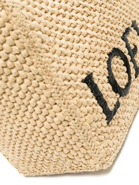 LOEWE logo-embroidered raffia tote bag - Neutrals