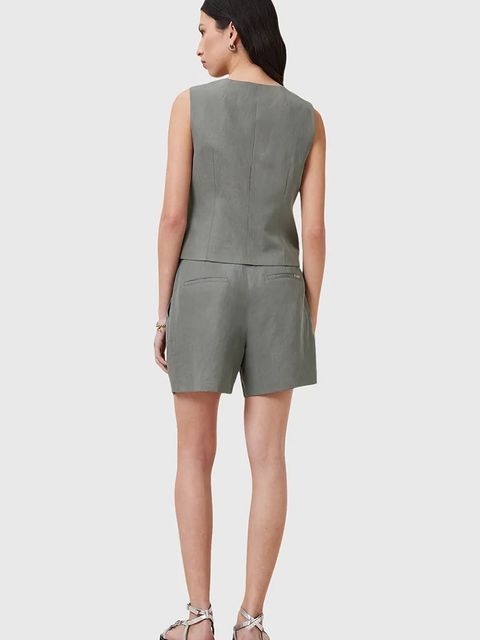 AllSaints szorty z domieszką lnu AVERIE damskie kolor szary gładkie medium waist W046QC