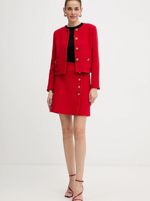 Luisa Spagnoli marynarka z dodatkiem wełny kolor czerwony jednorzędowa gładka 542705