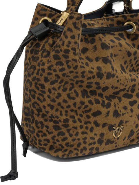 PINKO Leopard print drawstring shoulder bag - Brown