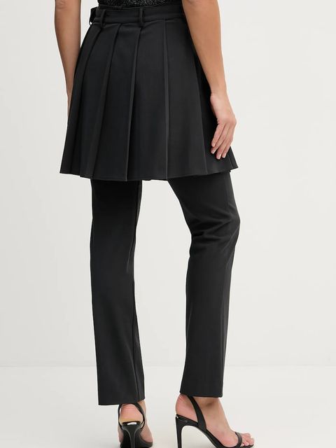 Sisley spodnie damskie kolor szary proste high waist 483QLF07Y