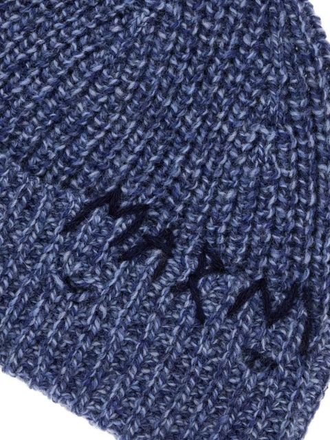 Marni embroidered-logo knit beanie - Blue - zdjęcie produktu nr 2