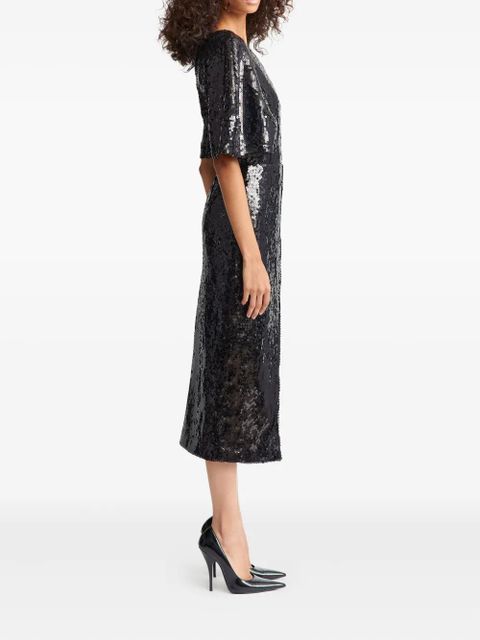 16Arlington Ermara sequinned midi dress - Black