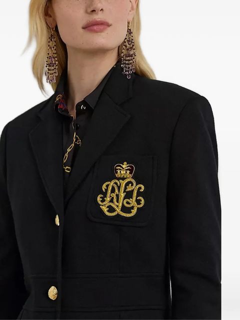 Lauren Ralph Lauren embroidered-detail buttoned blazer - Black