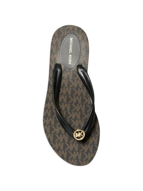 Michael Kors Posie logo medallion flip flops - Brown