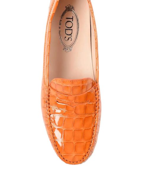 Tod's corcodile-effect loafers - Orange