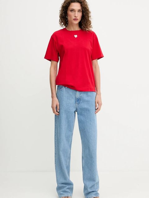 Pinko t-shirt bawełniany damski kolor czerwony 105665 A2IB