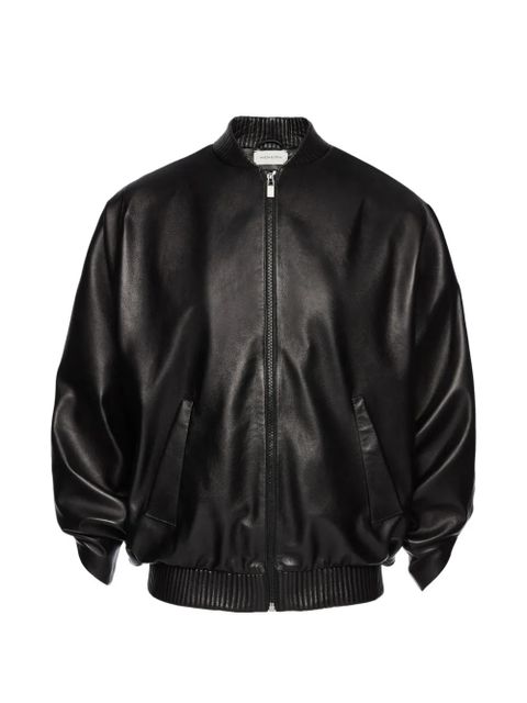 Magda Butrym ribbed-trim leather jacket - Black - zdjęcie produktu nr 1
