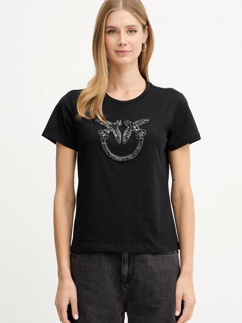 Pinko t-shirt bawełniany damski kolor czarny 100535 A2RN - zdjęcie produktu nr 1