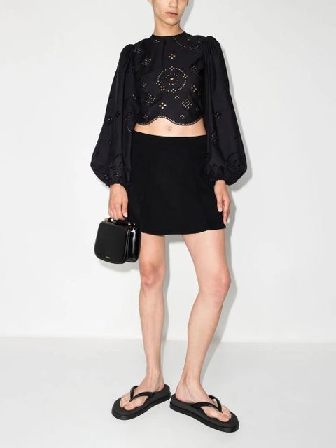 Reformation Liene A-line mini skort - Black - zdjęcie produktu nr 2