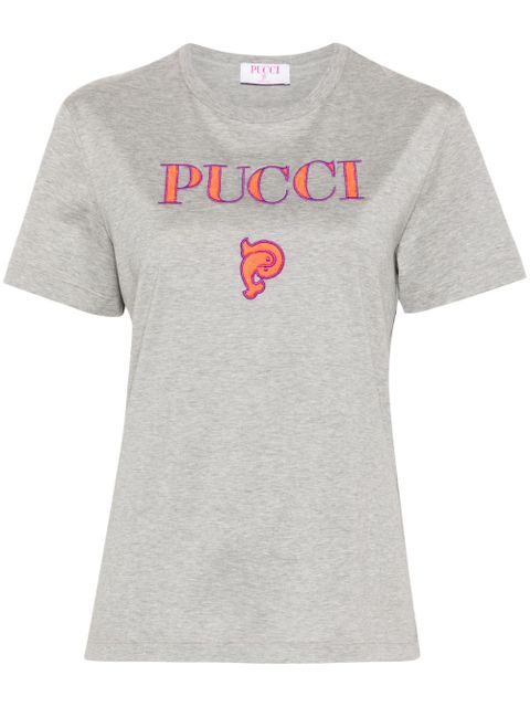 PUCCI logo-embroidered cotton t-shirt - Grey - zdjęcie produktu nr 1