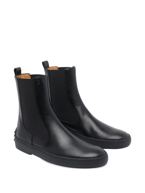 Tod's round-toe leather booties - Black - zdjęcie produktu nr 2