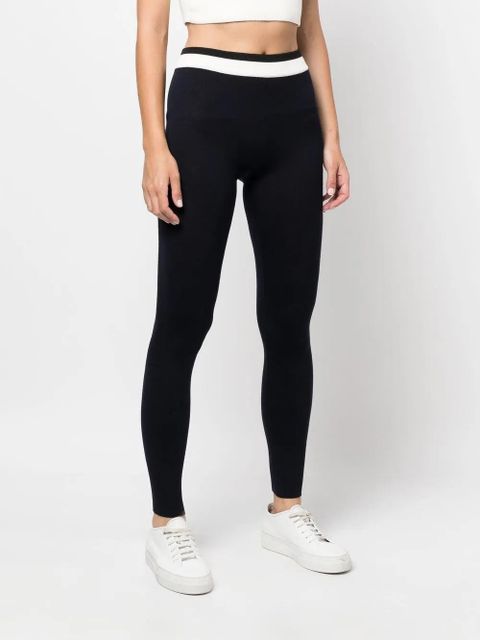 Jil Sander contrast-stripe knitted leggings - Blue