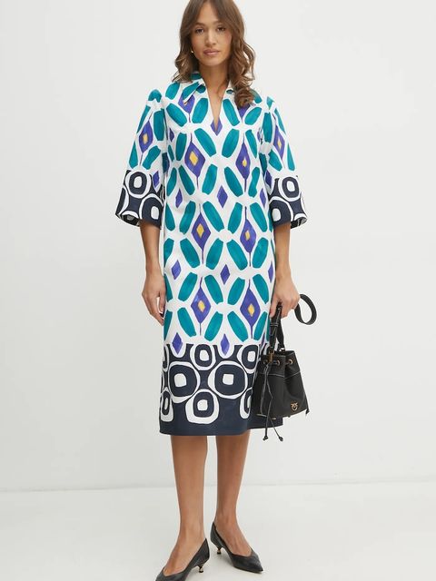 Luisa Spagnoli sukienka kolor niebieski midi prosta 542073 - zdjęcie produktu nr 1