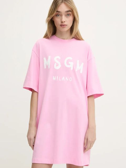 MSGM sukienka bawełniana kolor różowy mini oversize