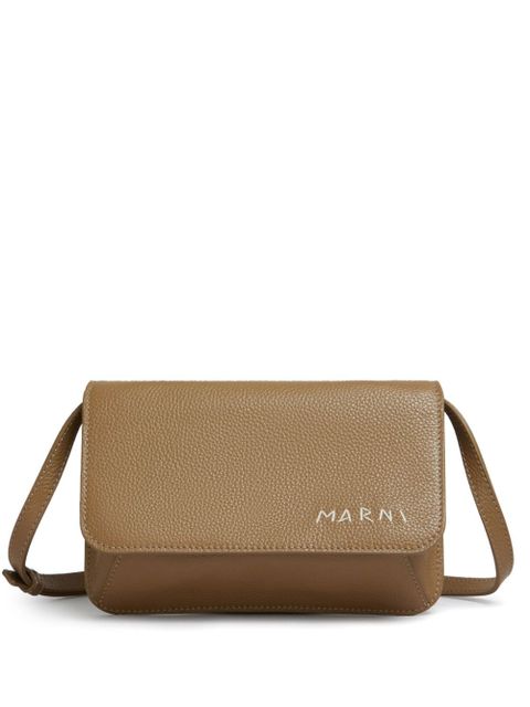 Marni logo-embroidered leather shoulder bag - Brown - zdjęcie produktu nr 1