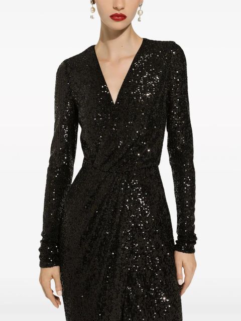 Dolce & Gabbana sequin-embellished V-neck minidress - Black