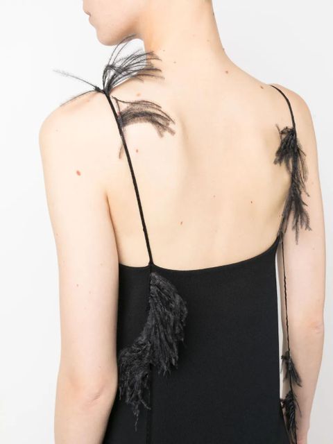 Jil Sander feather-trim slip dress - Black