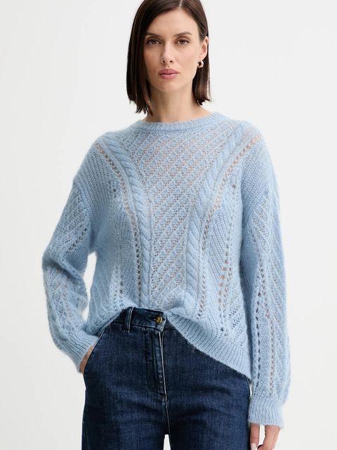 Twinset sweter z wełną damski kolor niebieski lekki 252TT3201 - zdjęcie produktu nr 1