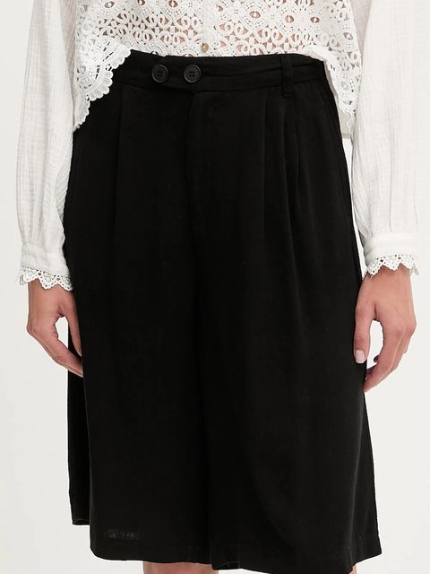 Answear.LAB szorty lniane damskie kolor czarny gładkie high waist - zdjęcie produktu nr 1