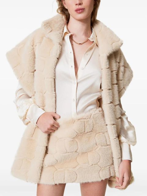 TWINSET shearling mini skirt - Neutrals - zdjęcie produktu nr 2