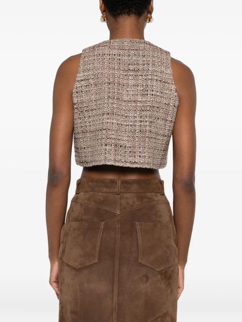 SANDRO tweed sleeveless top - Brown