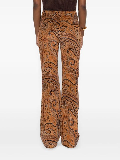 ETRO paisley-pattern corduroy trousers - Brown