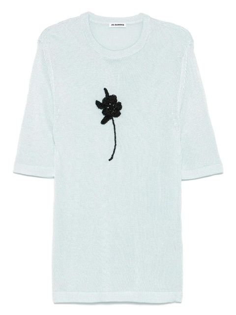 Jil Sander crochet-flower knit T-shirt - Blue - zdjęcie produktu nr 1