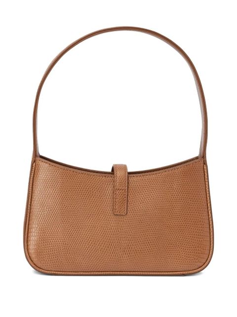 Saint Laurent logo-plaque leather shoulder bag - Brown