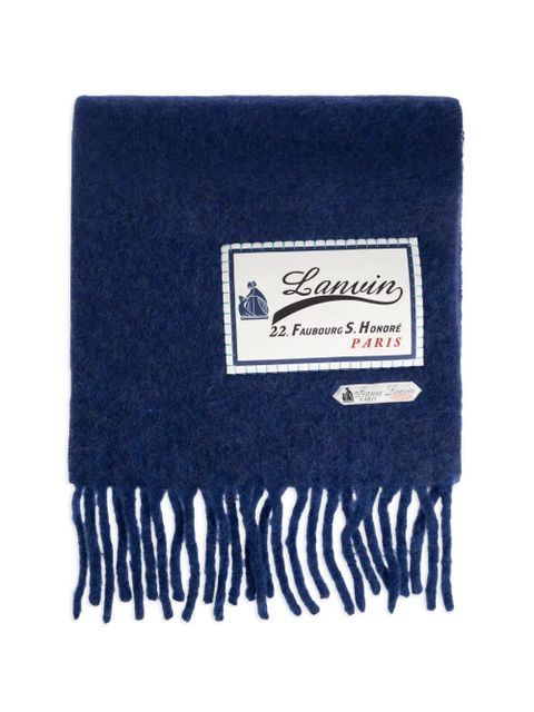 Lanvin logo-appliqué fringed scarf - Blue - zdjęcie produktu nr 1