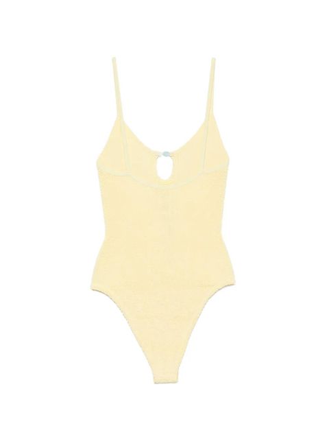 Hunza G Mia bead-embellished crinkle-effect swimsuit - Yellow - zdjęcie produktu nr 2