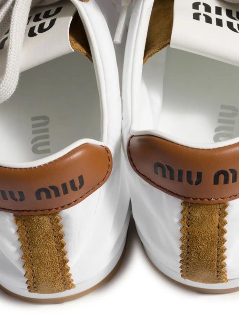 Miu Miu Plume technical fabric and suede sneakers - White