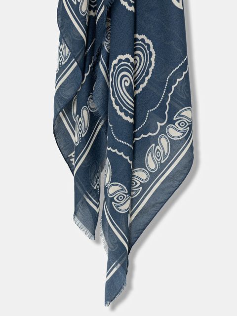 Patrizia Pepe szal z dodatkiem jedwabiu damski kolor niebieski wzorzysty 8F0126 A706