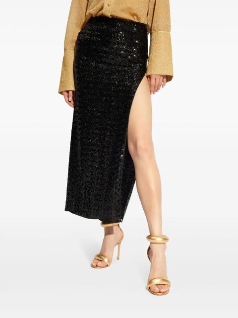 Oséree high-waisted sequin-embellished midi skirt - Black