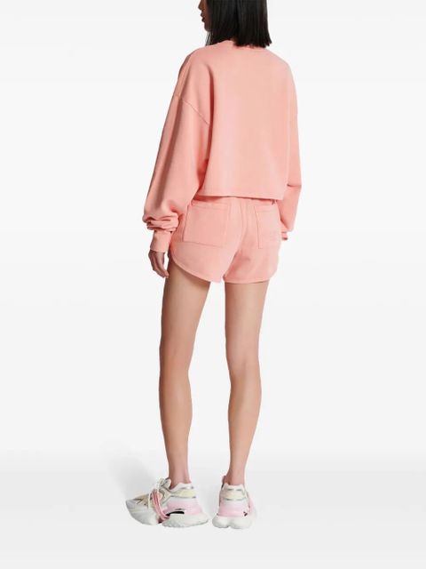 Balmain logo-embroidered cotton sweatshirt - Pink