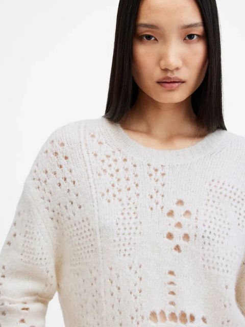 AllSaints sweter wełniany WINNIE damski kolor biały ciepły W111KB