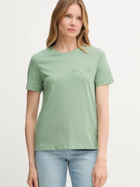 Gant t-shirt bawełniany damski kolor zielony 4202589 - zdjęcie produktu nr 1