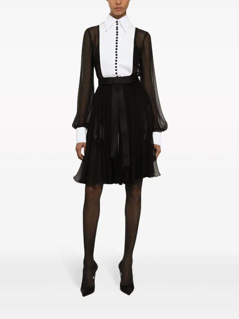 Dolce & Gabbana bib-collar silk-blend shirtdress - Black