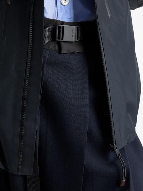 Prada pleated buckle-belt midi skirt - Blue