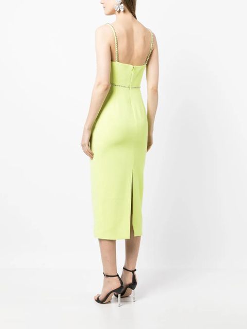 Self-Portrait rhinestone-embellished midi-dress - Yellow