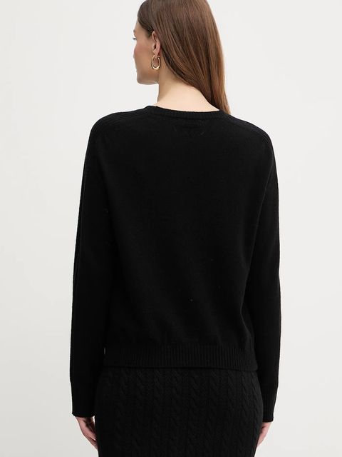 Twinset sweter wełniany damski kolor czarny lekki 252TP3495