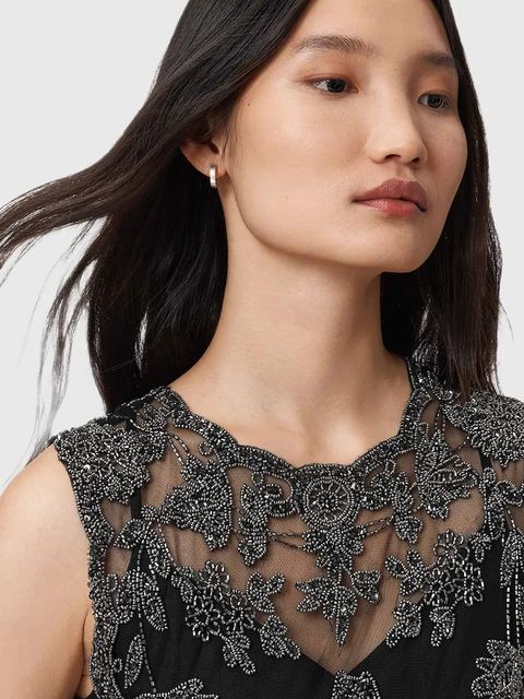 AllSaints sukienka INAYA kolor czarny mini prosta W043DD