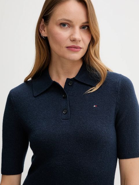 Tommy Hilfiger sukienka wełniana kolor granatowy mini rozkloszowana WW0WW46436