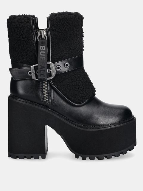 Buffalo botki Killah Fold Boot Warm damskie kolor czarny na słupku 1220081-BLK