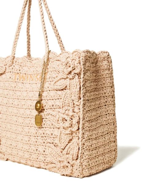 TWINSET floral-appliqué tote bag - Neutrals