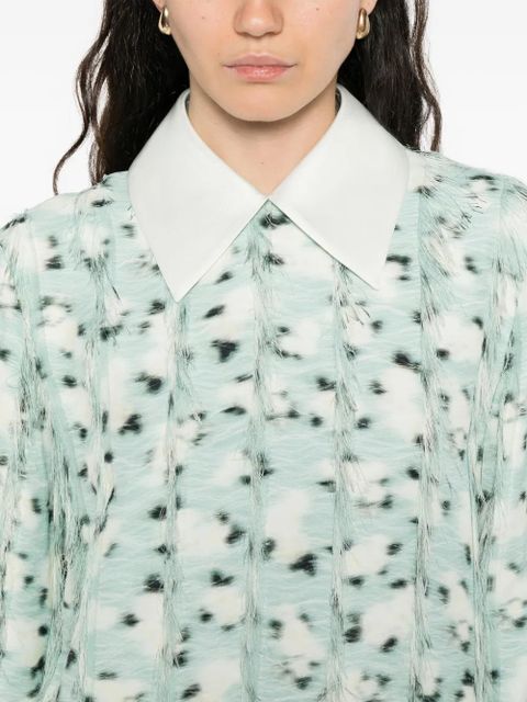 Jil Sander fringed printed top - Blue